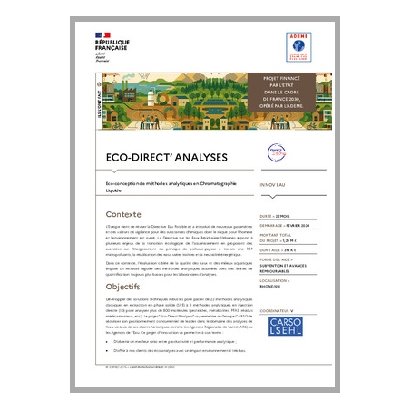 ECO-DIRECT' ANALYSES - Eco-conception de méthodes analytiques en chromotographie liquide