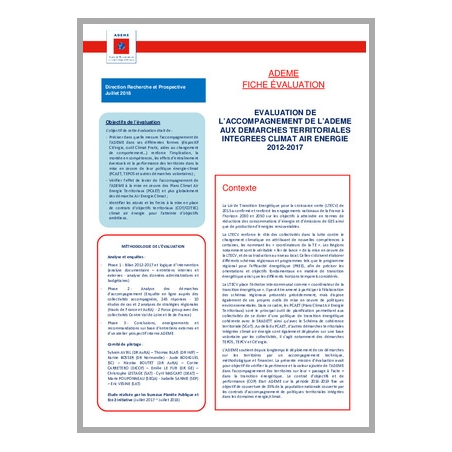 Evaluation de l'accompagnement de l'ADEME aux démarches territoriales intégrées Climat Air Energie (2012-2017)