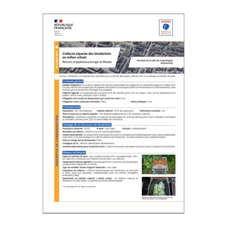 13 fiches Ils l'ont fait - Collecte séparée de biodéchets en milieu urbain - retours d'expérience Europe et Monde