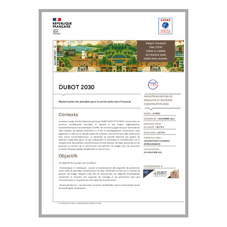 DUBOT 2030 - Industrialisation pour les produits constructifs en bois français 