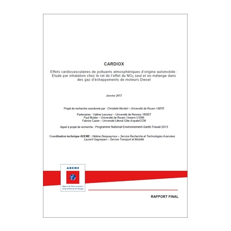 CARDIOX : Effets cardiovasculaires de polluants atmosphériques d'origine automobile