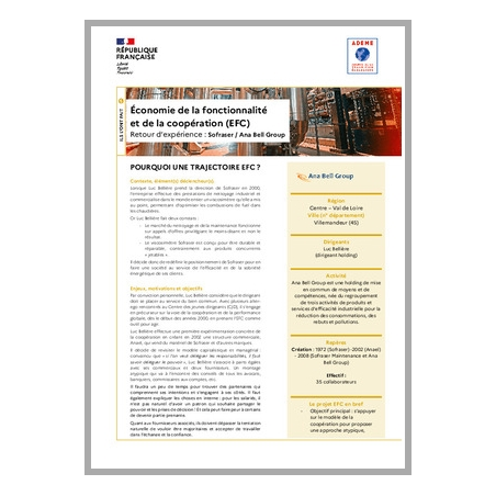 Economie de la fonctionnalité et de la coopération
Retour d'expérience Sofraser / Ana Bell Group
