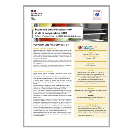 Économie de la fonctionnalité 
et de la coopération (EFC)
Retour d'expérience : ELECTRO CALORIQUE Groupe
