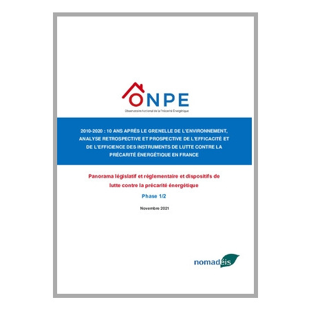 Etude ONPE | Efficacité et efficience des instruments du lutte contre la précarité énergétique