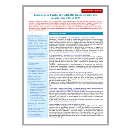 Evaluation des interventions de l'ADEME dans le domaine des déchets entre 2004 et 2007