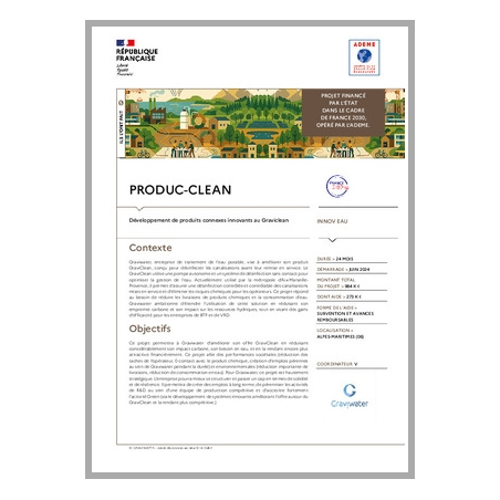 PRODUC-CLEAN - Développement de produits connexes innovants au Graviclean