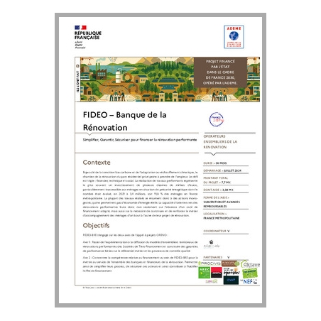 FIDEO Banque de la Rénovation - Simplifier, Garantir, Sécuriser pour financer la rénovation performante