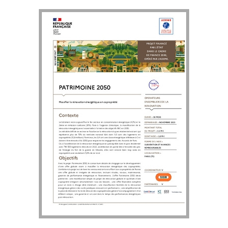 PATRIMOINE 2050 - Massifier la rénovation énergétique en copropriété