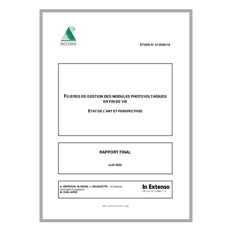 Filières de gestion des modules photovoltaïques en fin de vie - Etat de l'art et perspectives