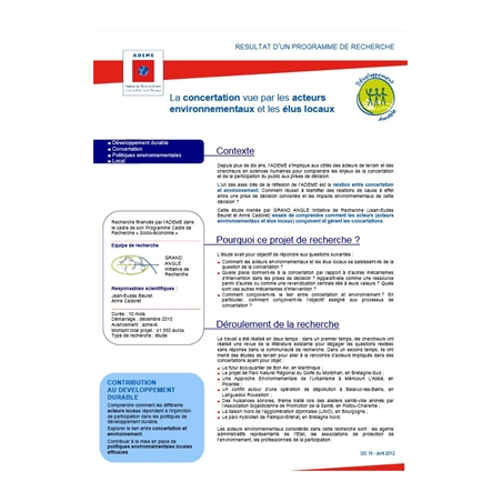 Concertation vue par les acteurs environnementaux et les élus locaux (La)