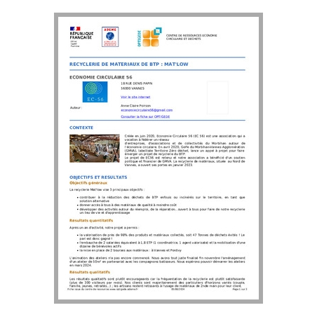 RECYCLERIE DE MATERIAUX DE BTP : MAT'LOW