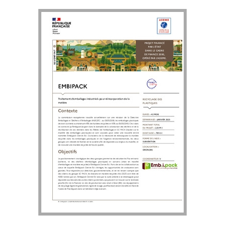 EMBIPACK - Traitement d'emballages industriels pour réincorporation de la matière