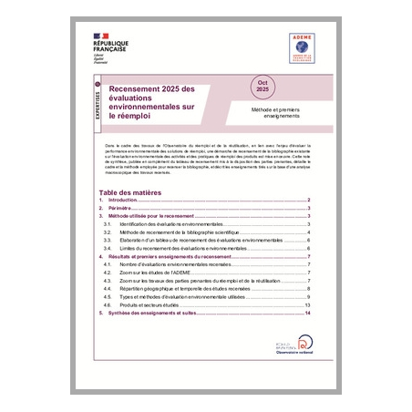 Recensement 2025 des évaluations environnementales sur le réemploi