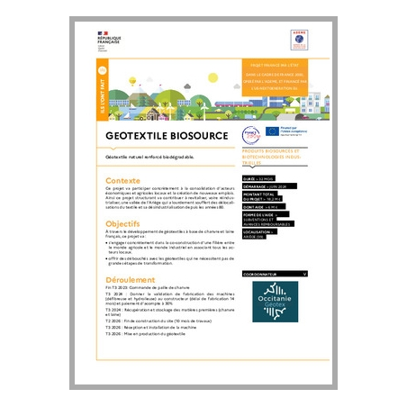 GEOTEXTILE BIOSOURCE - Géotextile naturel renforcé biodégradable