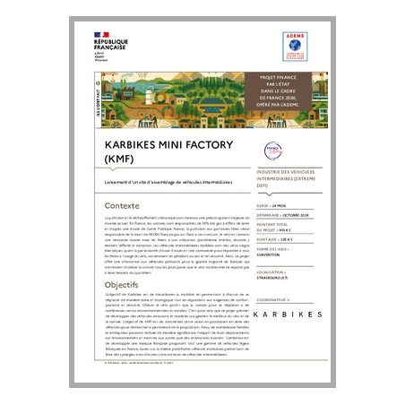 KARBIKES MINI FACTORY (KMF) - Lancement d'un site d'assemblage de véhicules intermédiaires