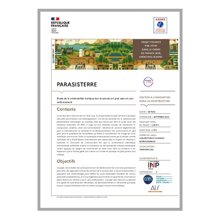 PARASISTERRE - Étude de la vulnérabilité sismique des structures en pisé avec et sans renforcement