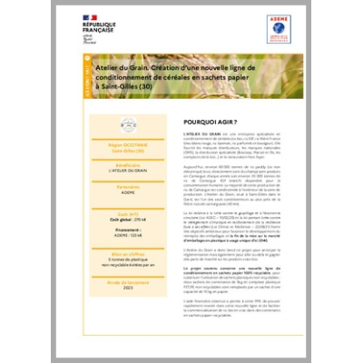 Création d'une nouvelle ligne de conditionnement de céréales en sachets papier