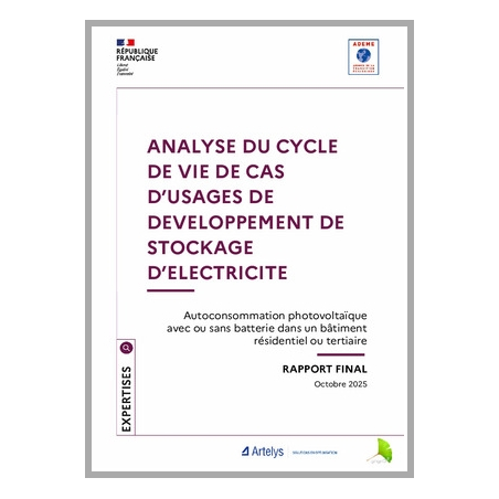 Analyse de cycle de vie de cas d'usages du stockage d'électricité - Autoconsommation