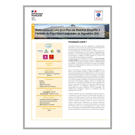 Elaboration et suivi d'un Plan de Mobilité Simplifié à l'échelle du Pays Haut Languedoc et Vignobles (34)