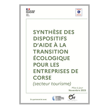 Synthèse des dispositifs d'aide à la transition écologique pour les entreprises de Corse (secteur tourisme)
