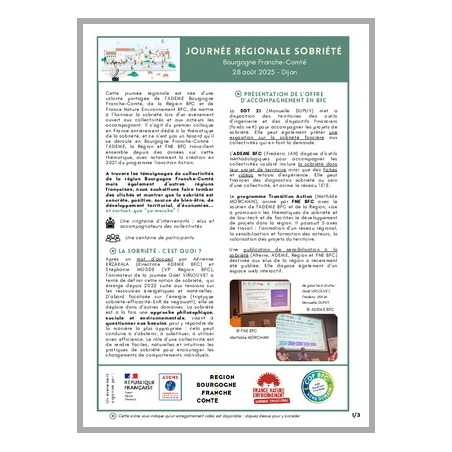 Actes de la journée sobriété en Bourgogne-Franche-Comté