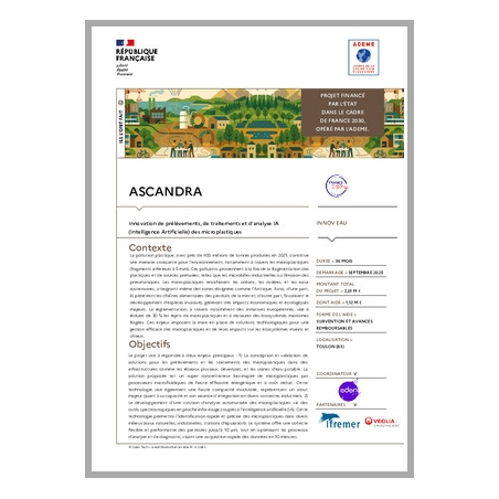 ASCANDRA - Innovation de prélèvements, de traitements et d'analyse IA (Intelligence Artificielle) des microplastiques