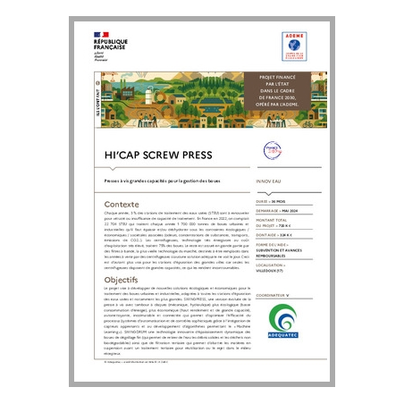 HI'CAP SCREW PRESS - Presses à vis grandes capacités pour la gestion des boues