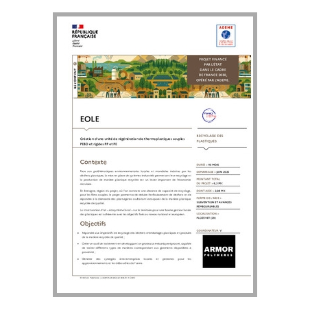 EOLE - Création d'une unité de régénération de thermoplastiques souples PEBD et rigides PP et PE