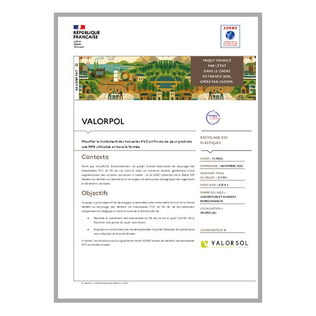 VALORPOL - Massifier le traitement des huisseries PVC en fin de vie pour produire une MPR utilisable en boucle fermée 