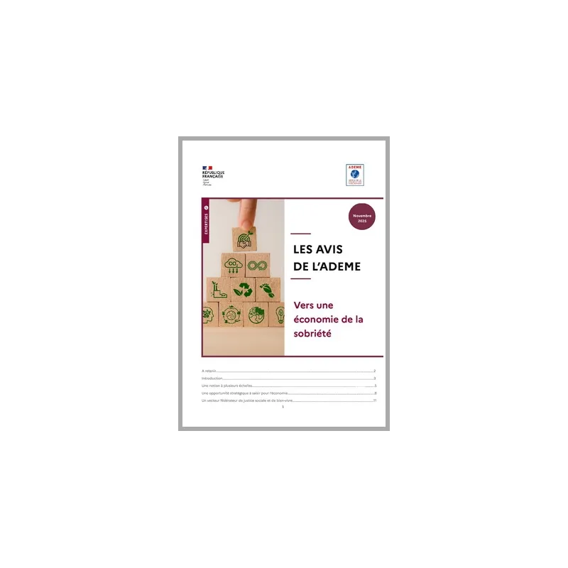 La librairie ADEME - Avis ADEME - Vers une économie de la sobriété