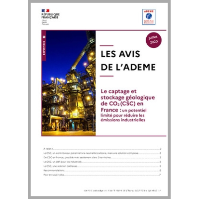 AVIS de l'ADEME - Captage et stockage géologique de CO2 (CSC) en France