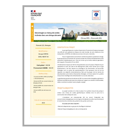 Géo-énergie sur champ de sondes inclinées dans une clinique de santé- Plancoët (22) - Bretagne