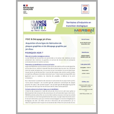 MERSEN - Acquisition d'une ligne de fabrication de plaques graphites et de décapage graphite par jet d'eau
