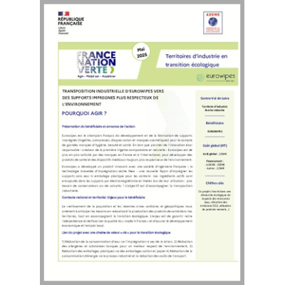 EUROWIPES - Transposition industrielle vers des supports imprégnés plus respectueux de l'environnement