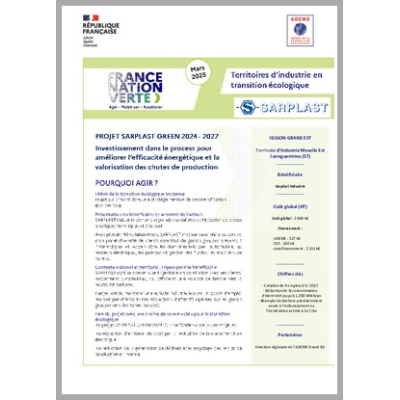 SARPLAST - Investissement dans le process pour améliorer l'efficacité énergétique et la valorisation des chutes de production