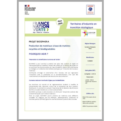 ELIXANCE - Production de matériaux à base de matières recyclées et biodégradables