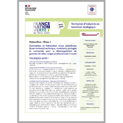 BLUEMOOV - Conception et fabrication d'une plateforme technique, modulaire, partagée et connectée pour les vélos cargos