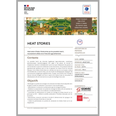 HEAT STORIES - Valorisation Chaleur fatale émise par les procédés batch, massivement utilisés dans l'industrie agroalimentaire