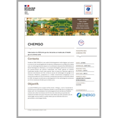 CHEMGO - Valorisation du CO2 émis par les industries en molécules d'intérêt pour la chimie verte