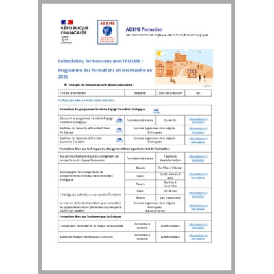 Programme des formations de l'ADEME en Normandie en 2026