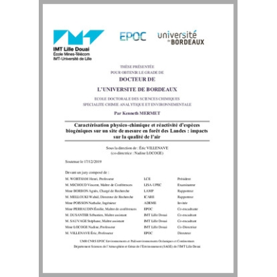 Caractérisation physico-chimique et réactivité d'espèces biogéniques