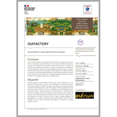 OUIFACTORY - Industrialisation d'un vélo collectif modulaire multi-places