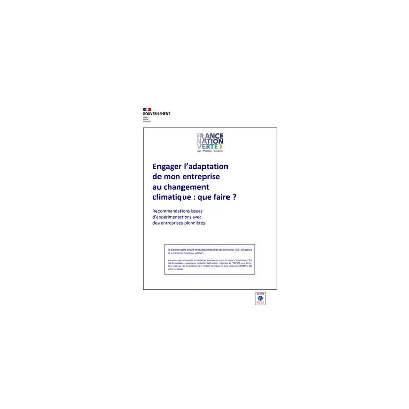 La librairie ADEME - Engager l'adaptation de mon entreprise au ...