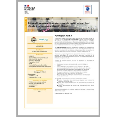 Reconditionnement et réemploi de matériel médical d'aide à la personne dans l'Hérault