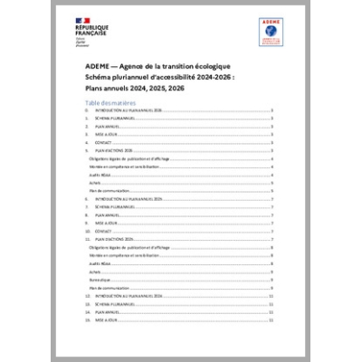 Plan annuel de mise en accessibilité des sites web de l'ADEME