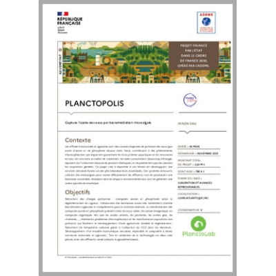 PLANCTOPOLIS - Capture l'azote des eaux par bioremédiation microalgale