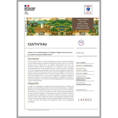 CULTIV'EAU - Création d'une méthodologie et stratégie d'irrigation économe pour les systèmes viticoles méditerranéens