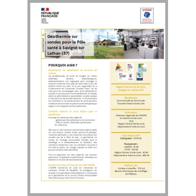 Géothermie sur sondes pour le Pôle santé à Savigné sur Lathan (37)