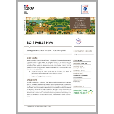 BOIS PAILLE HVA - Développement d'ossatures bois-paille à haute valeur ajoutée