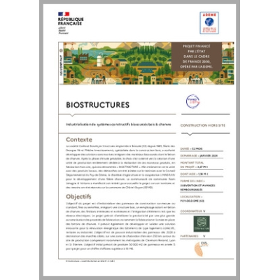 BIOSTRUCTURES - Industrialisation de systèmes constructifs biosourcés bois & chanvre